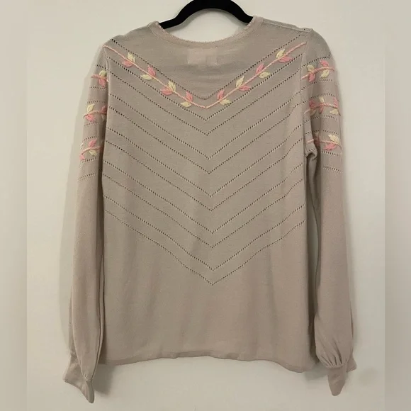 Molli Beige Long Sleeve Top with Pink Accents - Picture 8 of 13